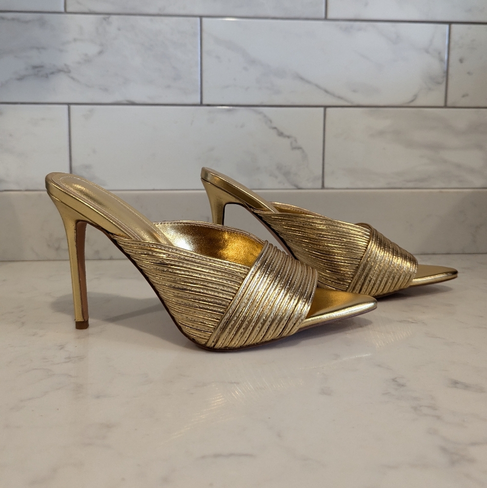 Gold Slip on Stiletto Heels